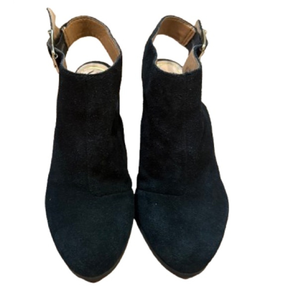 Vionic Lacey Black Suede Slingback Booties 6.5 Tortoise Block Heel - Picture 3 of 9